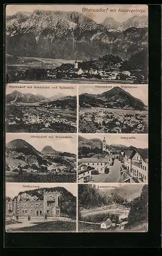 AK Oberaudorf, Ortspartie, Grafenburg, Kaisergebirge