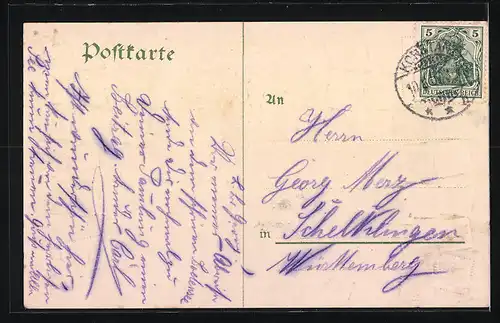 Präge-AK Konstanz, Hafeneinfahrt, Briefmarken, Wappen