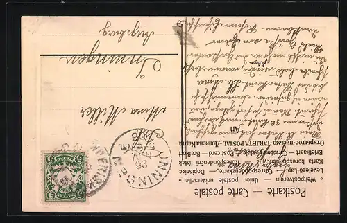 Präge-AK Wörishofen, Bachstrasse, Briefmarken, Wappen