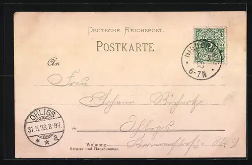 Lithographie Coblenz, Festung Ehrenbreitstein mit Dampfern, Kaiser Wilhelm I.-Denkmal