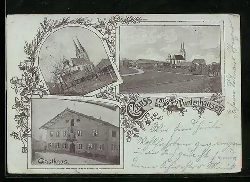 AK Tuntenhausen, Gasthaus, Kirche, Ortsansicht