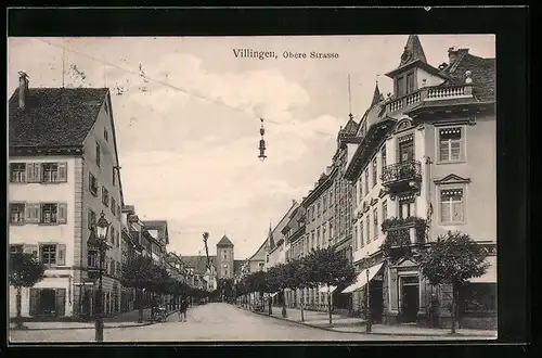 AK Villingen, Blick in die Obere Strasse