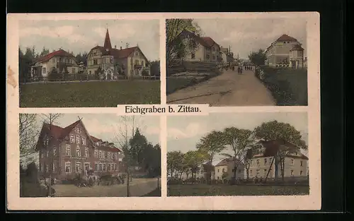 AK Eichgraben b. Zittau, Restaurant, Strassenpartie, Villa