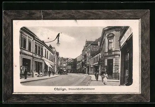 Präge-AK Ohligs, Düsseldorferstrasse mit Geschäften
