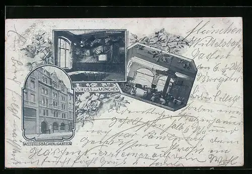 AK München, Restaurant Wittelsbacher Garten, Kneipzimmer, Theresienstrasse 38