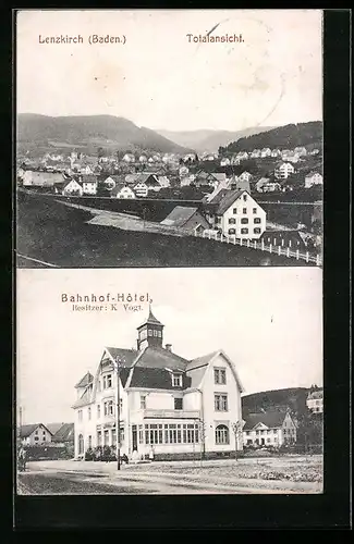 AK Lenzkirch /Baden, Bahnhof-Hotel von K. Vogt, Totalansicht