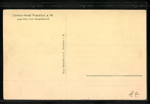 AK Frankfurt a. M., Cariton-Hotel gegenüber dem Hauptbahnhof