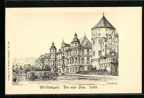 Künstler-AK Alt-Stuttgart, Der neue Bau 1680