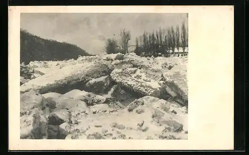 AK Esslingen a. N., Neckar-Eisgang im Februar 1929