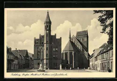 AK Perleberg, Grosser Markt mit Rathaus und Jacobikirche