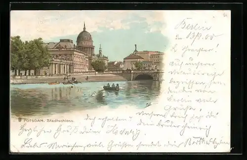 Lithographie Potsdam, Blick zum Stadtschloss