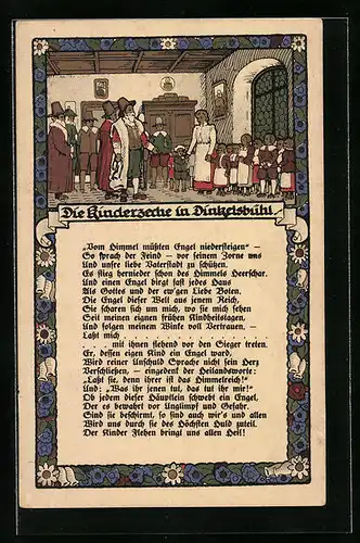 Steindruck-AK Die Kinderzeche in Dinkelsbühl mit Gedicht