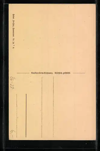 Steindruck-AK Bauern mit Sense dazu ein Spruch von M. Feesche