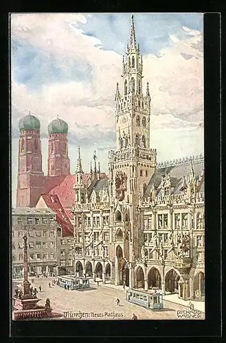 Künstler-AK Richard Wagner: München, Neues Rathaus