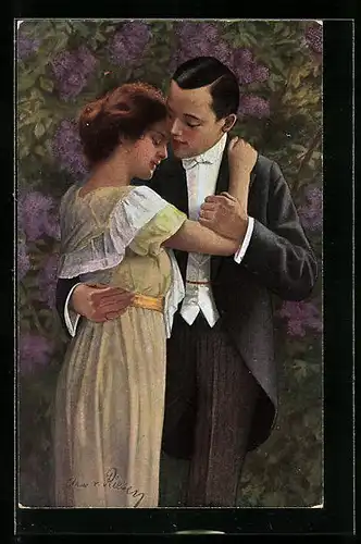 Künstler-AK Arno von Riesen: Junges Paar beim Abschied