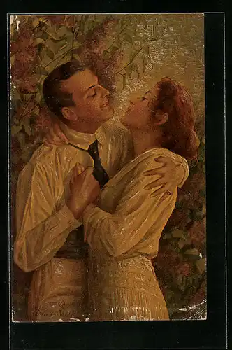Künstler-AK Arno von Riesen: Liebespaar im Frühling des Lebens