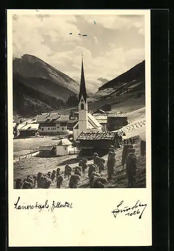 AK Lanersbach /Zillertal, Ortsansicht mit Kirche