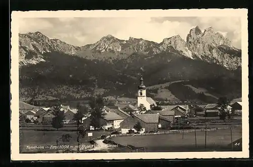 AK Tannheim i. Tirol, Ortsansicht mit Rote-Flüh und Gimpel
