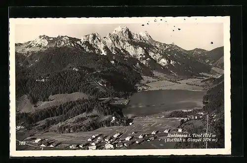 AK Haldensee i. Tirol, Totalansicht mit Rotflüh und Gimpel