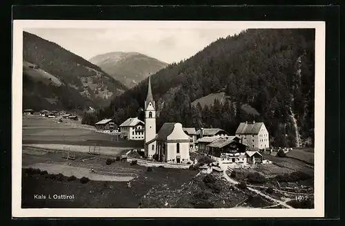 AK Kals in Osttirol, Ortsansicht aus der Vogelschau