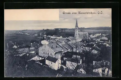 AK Mauerkirchen, Ortsansicht aus der Vogelschau