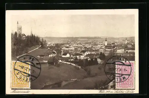 AK Wels, Gesamtansicht mit Marienwarte