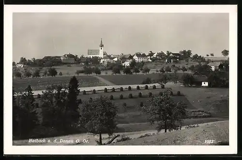 AK Haibach a. d. Donau, Ortsansicht von einer Anhöhe aus gesehen