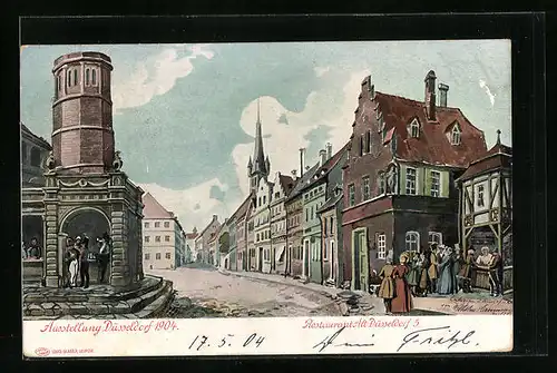 Künstler-AK Düsseldorf, Ausstellung 1904, Restaurant Alt-Düsseldorf