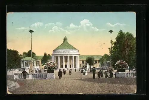 AK Dresden, Internationale Hygiene-Ausstellung 1911, Festplatz mit populärer Halle Der Mensch