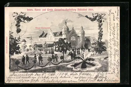 AK Düsseldorf, Internationale Kunst- und Grosse Gartenbau-Ausstellung 1904, Hauptrestaurant