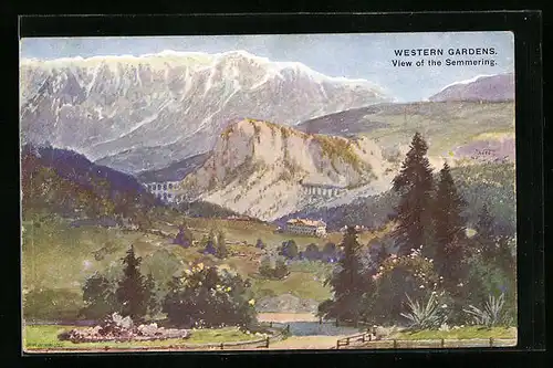 Künstler-AK London, I. R. Austrian Exhibition 1906, Earl`s Court-Western Gardens, View of the Semmering