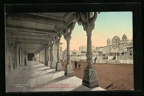 AK London, Franco-British Exhibition 1908, Colonnade in Court of Honour