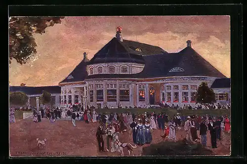 Künstler-AK München, Bayrische Gewerbeschau 1912, Hauptrestaurant