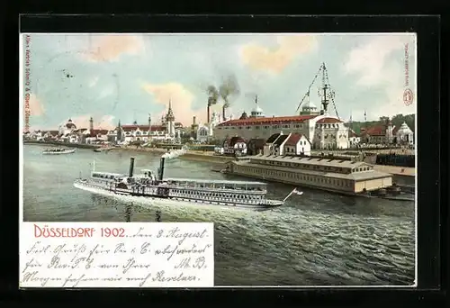 AK Düsseldorf, Industrie- und Gewerbe-Ausstellung 1902, Blick zum Ausstellungsgelände