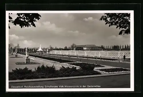 AK Düsseldorf, Reichsausstellung Schaffendes Volk, Wasserspiele in der Gartenschau