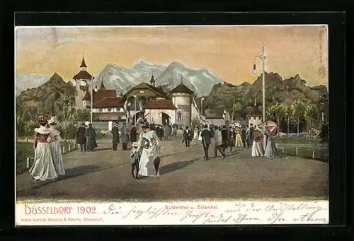 AK Düsseldorf, Industrie- u. Gewerbe-Ausstellung 1902, Suldenthal und Zillerthal