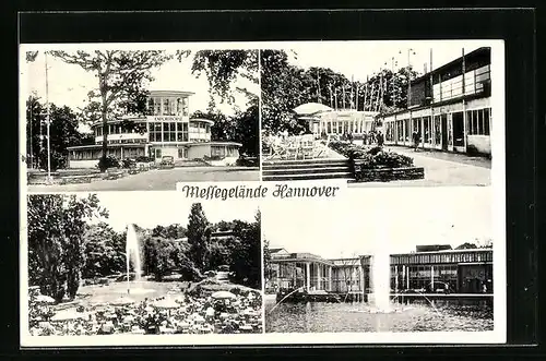 AK Hannover, Deutsche Industrie-Messe 1956, Messegelände in vier Ansichten