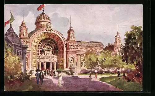 Künstler-AK Torino, Esposizione Internazionale 1911, Padiglione del Giornale