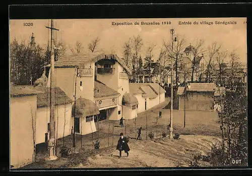 AK Bruxelles, Exposition 1910, Entrèe du village Sènègalais