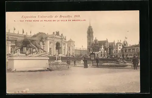 AK Bruxelles, Exposition Universelle 1910, Vue prise vers le Palais de la Ville
