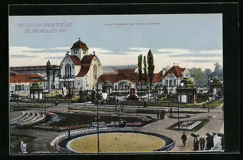 AK Bruxelles, Exposition Universelle 1910, Jardin hollandais avec section allemande