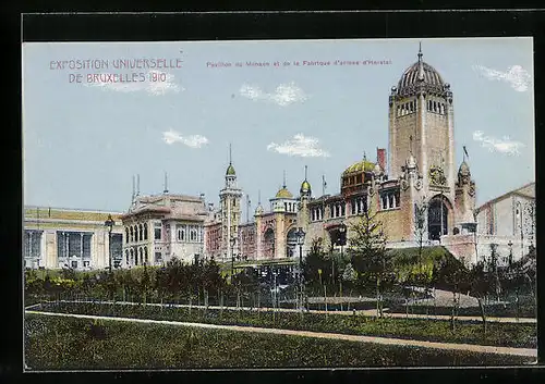 AK Bruxelles, Exposition Universelle 1910, Pavillon du Monaco et de la Fabrique d`armes d`Herstal