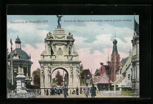 AK Bruxelles, Exposition 1910, Entrèe de Bruxelles-Kermesse vers la grande terasse