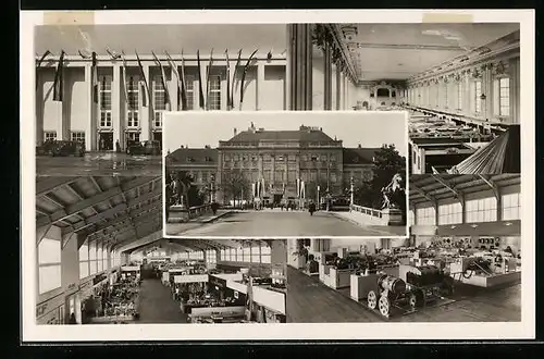 AK Wien, Wiener Internationale Messe 1946, Rotundengelände, Eingang zur Messe und Inneres der Hallen