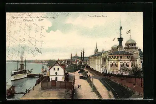 AK Düsseldorf, Gewerbe- und Industrie-Ausstellung 1902, Partie am Rhein