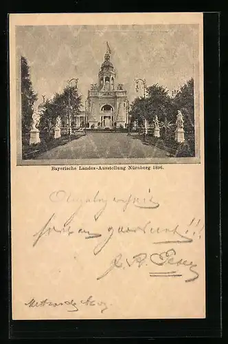 AK Nürnberg, Bayerische Landes-Ausstellung 1896, Eingangsbereich der Ausstellung