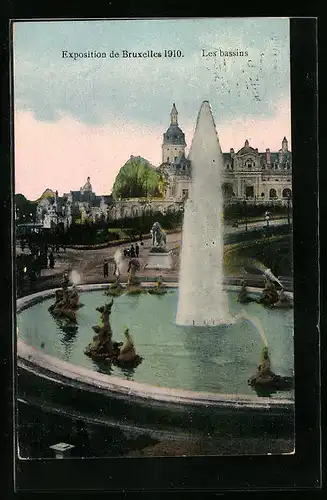 AK Bruxelles, Exposition 1910, Les bassins