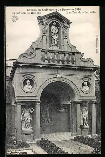 AK Bruxelles, Exposition Universelle 1910, La Maison de Rubens-Pavillon dans le jardin
