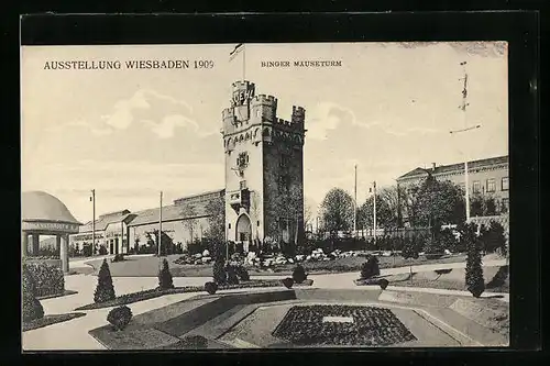 AK Wiesbaden, Ausstellung 1909, Binger Mäuseturm