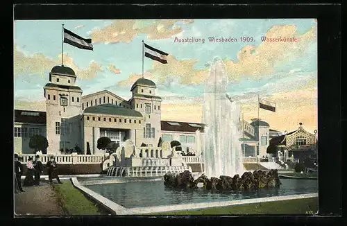 AK Wiesbaden, Ausstellung 1909, Wasserkünste